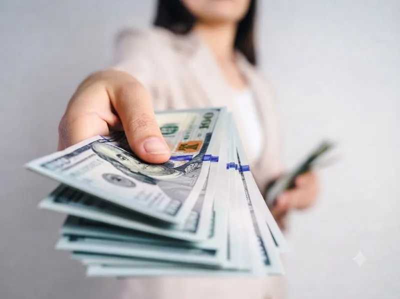 Hình ảnh vợ trao tiền thường được liên hệ với sự đồng hành, hỗ trợ và cân bằng trong gia đình.